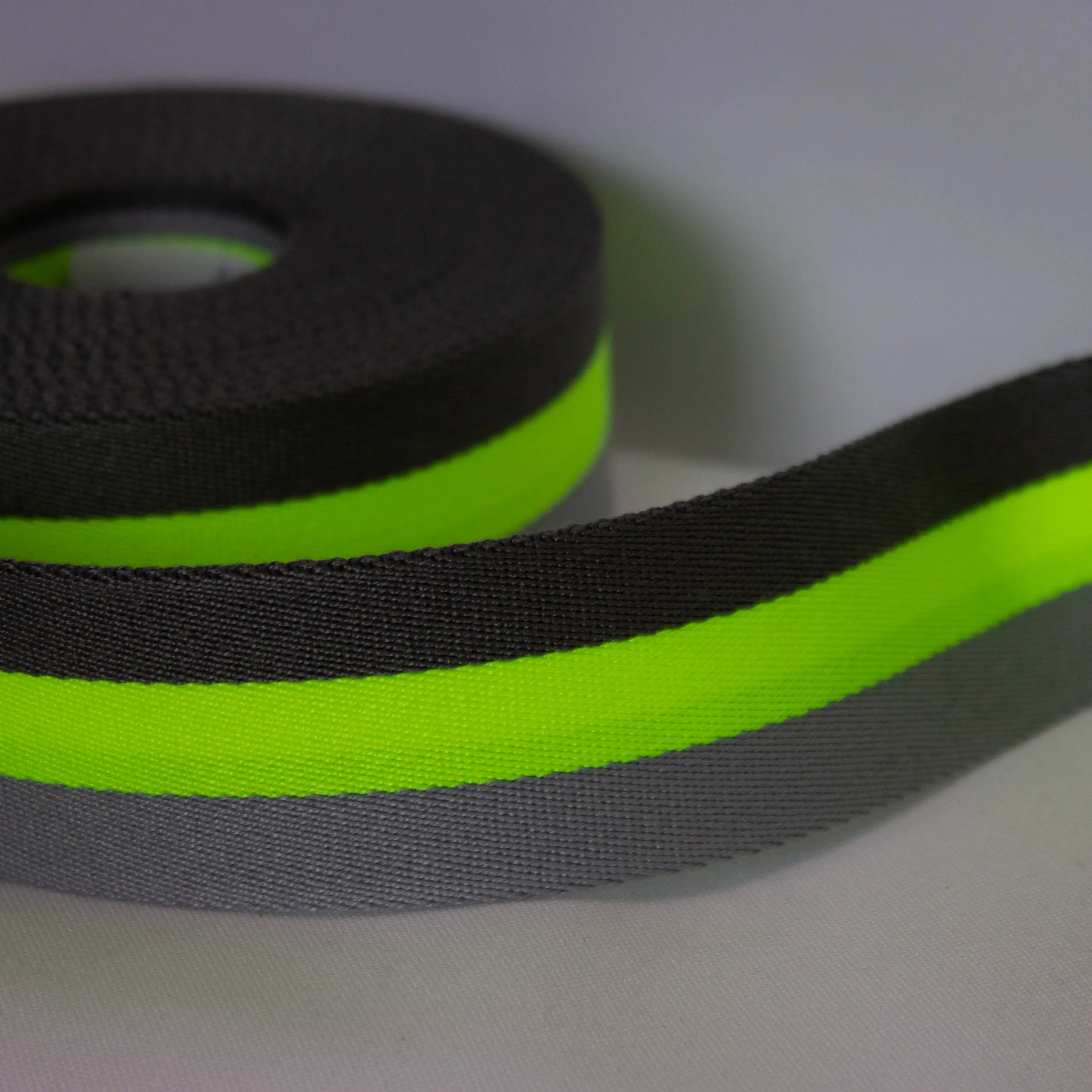 Tassenband / keperband 40 mm grijs - neon geel